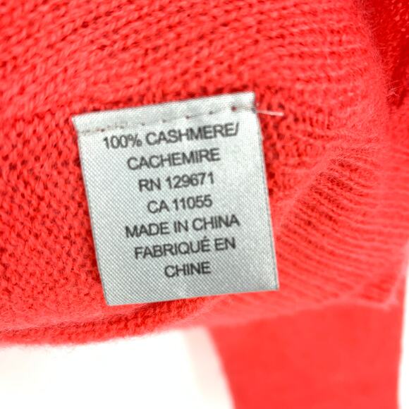 360 Sweater Women's Sz Medium Cashmere Long Sleeve Scoop Neck Coral *FLAWS READ - Picture 7 of 7